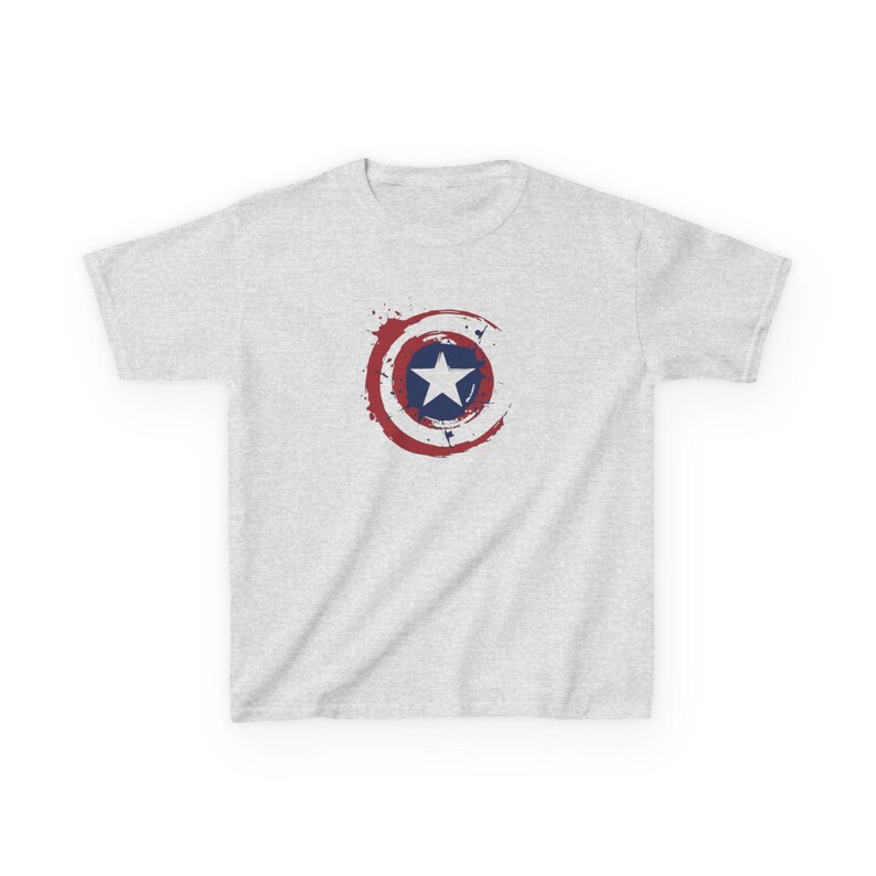 Captain America Star Shield Kids T-Shirt | Distressed Patriotic Emblem Tee Bild 3