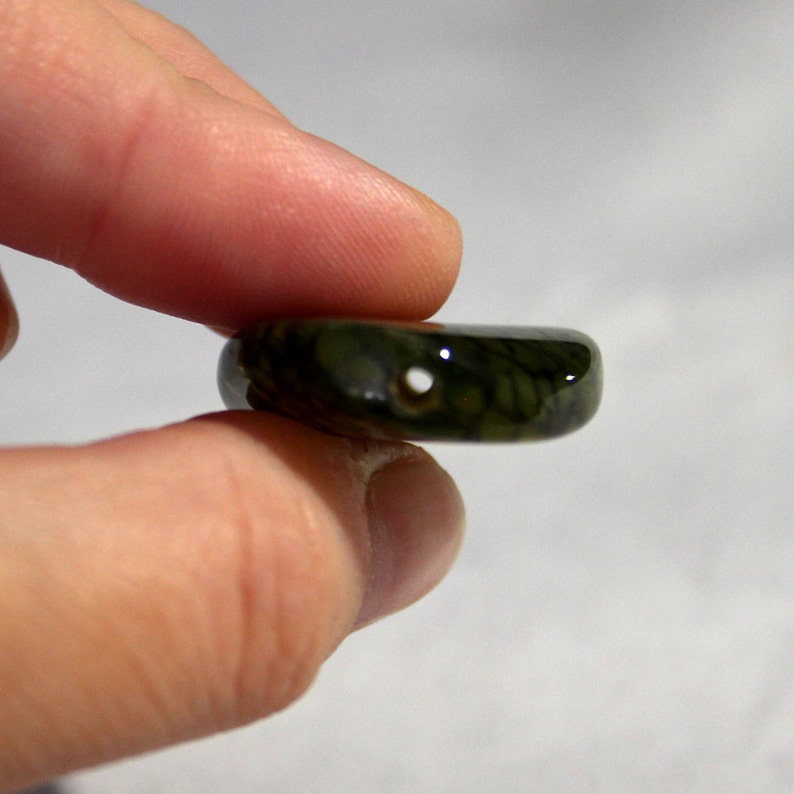 Black Jasper- Spotted Semi Precious Pendant #98 Kambaba Jasper Pendant Bead Black Gemstone Round Bead
