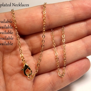 14k Gold Plated Cable Necklace Chain, 1mm Thick, Pick Size 16&quot; - 30&quot;, Gold Necklace