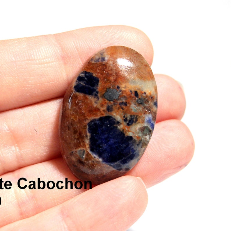 Wire Wrapping 34mm Sunset Sodalite Cab Blue Gemstone Oval Cabochon Semi Precious Pendant Blue Teardrop 47cts #1,036