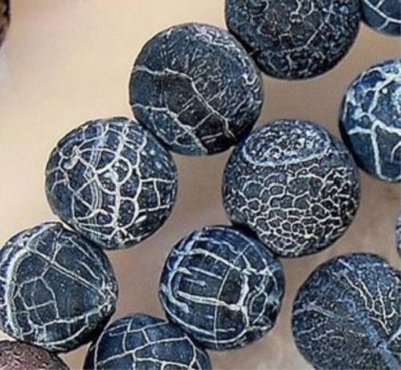 Black Frosted Dragon Veins Beads 6mm 8mm 15 inch strand Etsy