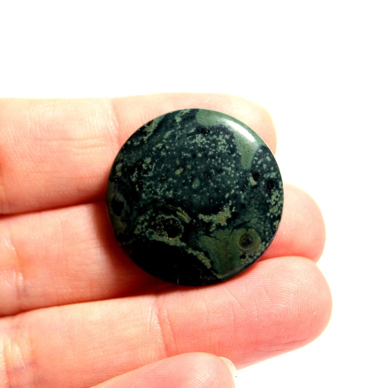 Black Jasper- Spotted Semi Precious Pendant #98 Kambaba Jasper Pendant Bead Black Gemstone Round Bead