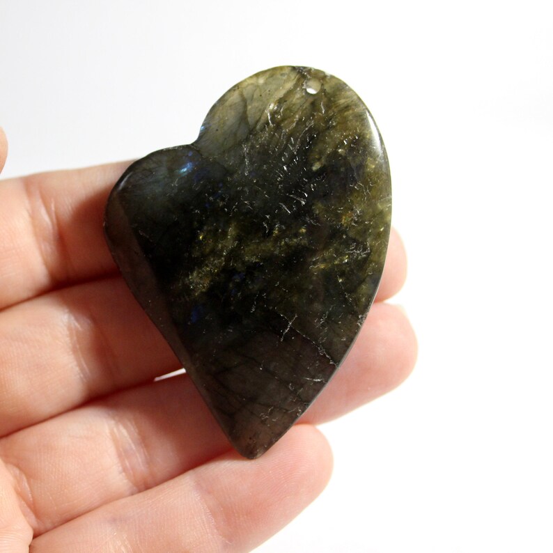 Heart Pendant Labradorite Pendant Gray Pendant Jewelry Supply Gray Gemstone Pendant Semi Precious #654