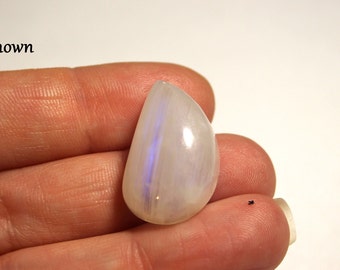 24mm Moonstone Cab - Teardrop Cabochon - Blue Rainbow Moonstone - White Gemstone - Rolling Flash - Wire Wrapping - #589