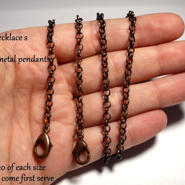 Bronze Cable Necklace Chain, 3.5mm thick, Pick Size 16" - 30", Double Lobster Bronze Necklace