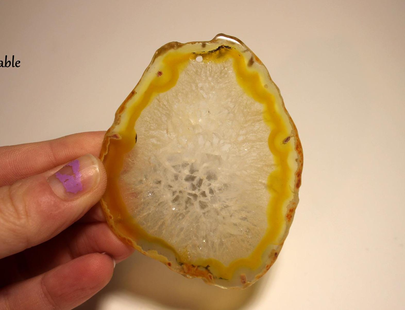 Pendentif Dent D'agate Jaune Rayé - Pierre Naturelle - Sans Marque - Neuf Sans Emballage