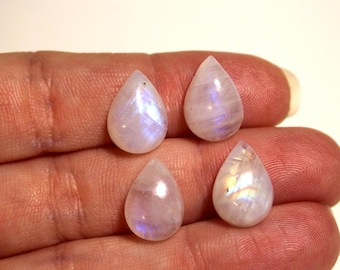 14mm Blue Moonstone Cab, Teardrop Gemstone Cabochon, Flat Back