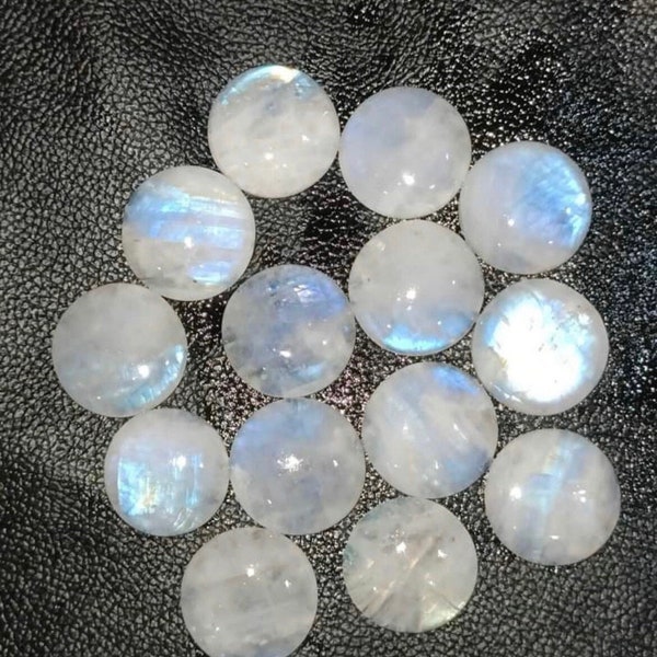 Cabujones redondos de piedra lunar azul, de 6 mm a 26 mm, 1 unidad, 5 unidades, 10 unidades, cabujones redondos de piedra lunar