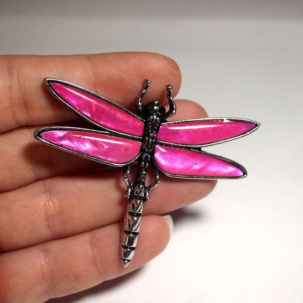 1pc Hot Pink Dragonfly Pendant - Green Pendant - Abalone Pendant - Animal Pendant - Green Gemstone - #500