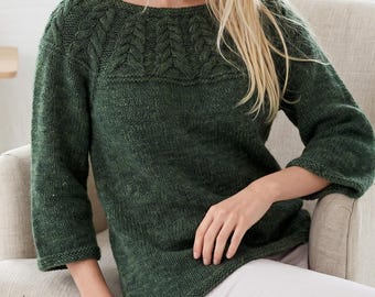 Cable Yoke Sweater Knitting Pattern | Textured Pullover Jumper (PDF)