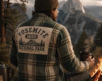 Yosemite National Park herr tjock stickad fleecejacka – rutig sherpafodrad utomhusjacka med dragkedja, vandringsjacka i kabin, vinterjacka för berg