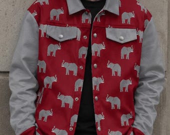 Kurtka uniwersytecka Alabama Elephant Print Game Day Streetwear dla mężczyzn i kobiet
