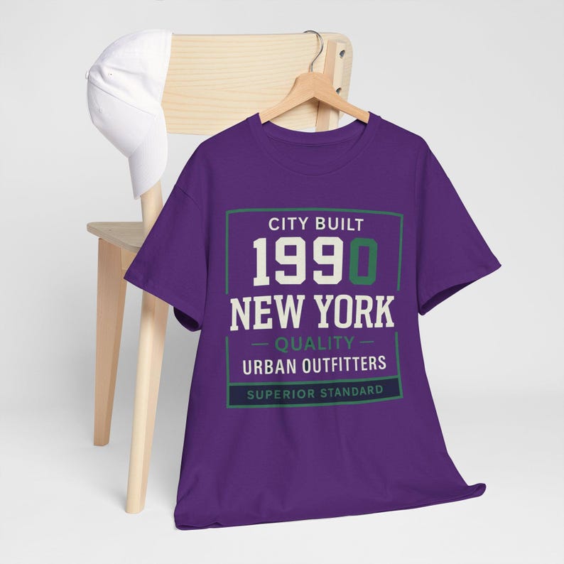 Lavender 1990 New York T‑Shirt – City Built Vintage Urban Outfitters Graphic Tee