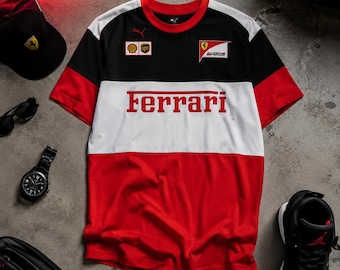 Ferrari Retro 90s Motorsport Racing T Shirt Red Black White Vintage Racing Streetwear Tee