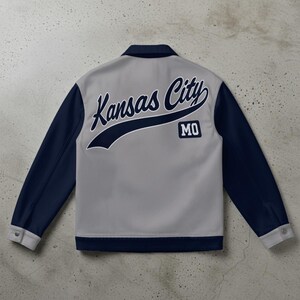 Kansas City MO Varsity Jacket – Retro Streetwear Baseball Style Jacket for Men and Women