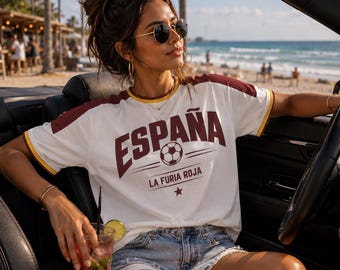 Spain Soccer Fan Shirt – España Football T-Shirt – La Furia Roja Supporter Tee – World Cup Fan Gift – Spanish Football Apparel