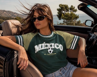 Koszulka piłkarska Mexico El Tricolor – Koszulka kibica piłkarskiego Mexico – Koszulka kibica Mistrzostw Świata 2026 – Koszulka z grafiką retro meksykańskiej piłki nożnej