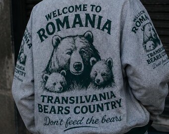 Kurtka vintage Romania Bear Country – przytulny styl uliczny inspirowany dziką przyrodą Transylwanii
