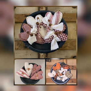 Homespun Heart Dough Bowl Fillers: Primitive Rustic Decor, Set of 4 Folkart
