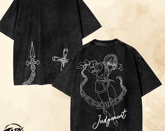 クラピカ ハンター×ハンター アニメ ヴィンテージ オーバーサイズ パーカー - ジャッジメント グラフィック Tシャツ。