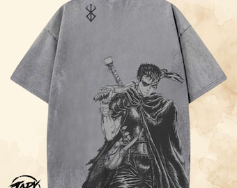Guts Berserk Anime T Shirt - Anime Manga Graphic OverSized Tee, Y2K , Harajuku.