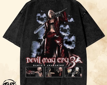 Vintage Devil May Cry Graphic T Shirt - Acid Washed OverSized Gamer Tee.