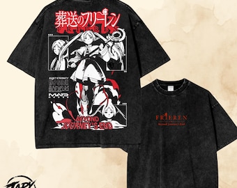 Frieren Elf Vintage OverSized Graphic T Shirt - Fantasy Anime Tee.