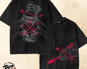 アニメ風ヴィンテージオーバーサイズグラフィックTシャツ - 男性へのアニメギフト。
