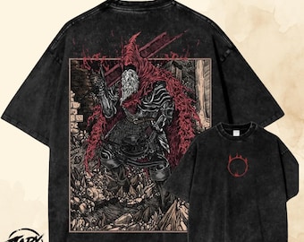 Dark Souls Slave Knight Gael Vintage Oversized Washed T-Shirt, Dark Fantasy Graphic Tee, Soulsborne Gamer tee.