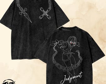 クラピカ ハンター×ハンター アニメ ヴィンテージ オーバーサイズ パーカー - ジャッジメント グラフィック Tシャツ。