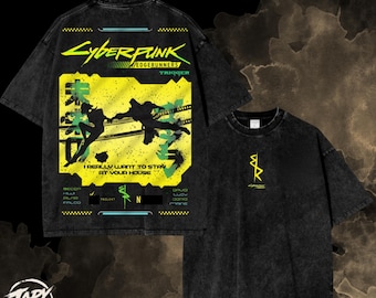 CyberPunk EdgeRunners Anime Vintage OverSized T Shirt - Game Acid Washed Graphic Tee.