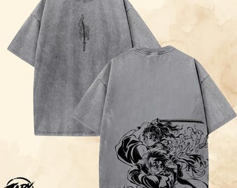 Demon Slayer Tanjiro Kamado Vintage OverSized T Shirt - Graphic DS Anime Tee.