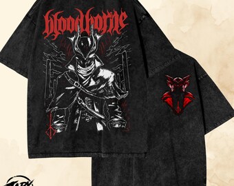 ゴシックハンター ヴィンテージウォッシュドTシャツ、ダークファンタジーグラフィックTシャツ、オーバーサイズストリートウェアシャツ、ゲーマーギフト。