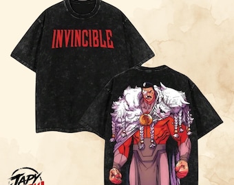 Invincible Vintage Acid Wash OverSized T Shirt - Grand Regent Thragg Graphic Tee , Vilturmite.