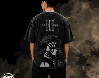 Demon Slayer Upper Moon 3 Akaza Vintage OverSized T Shirt - Graphic DS Anime Tee.