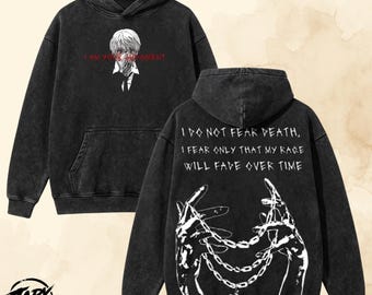 Hunter X Hunter Anime Vintage Oversized Hoodie - Kurapika Judgement Graphic  Tee.