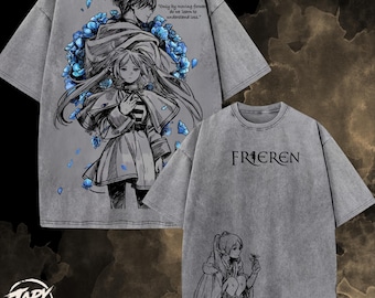 Frieren Elf Anime Vintage OverSized Graphic T shirt - Stern Anime Gift For Her.