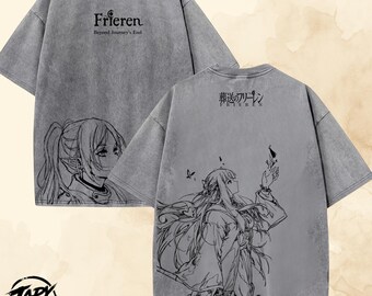 Frieren: Beyond Journey's End Vintage OverSized Graphic T Shirt - Elf Fantasy Anime Tee.