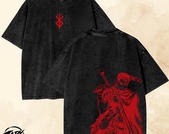 ガッツ ベルセルク ヴィンテージ アニメ T シャツ - マンガ グラフィック オーバーサイズ T シャツ、Y2K、原宿。