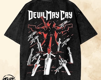 Vintage Devil May Cry Graphic T Shirt - Acid Washed OverSized Gamer Tee.