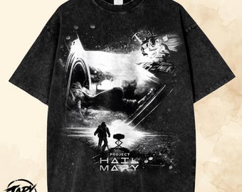 Project Hail Mary T-Shirt – Sci-Fi Movie Fan Apparel, Vintage Acid Wash Tee, Ryland Grace