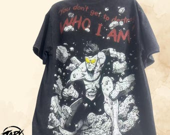 Invincible Comic Vintage OverSized T Shirt - Acid Washed Black Tee.