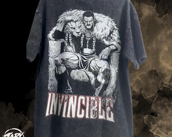 Invincible Vintage Acid Wash OverSized T Shirt - Grand Regent Thragg Graphic Tee , Vilturmite.