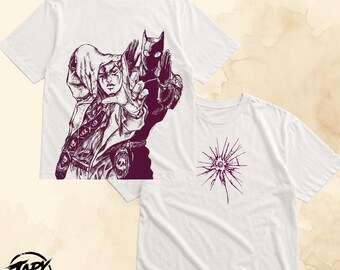 Kira Yoshigake JJBA Graphic Tee: Vintage Acid Wash Oversized Japanese Streetwear, Killer Queen.