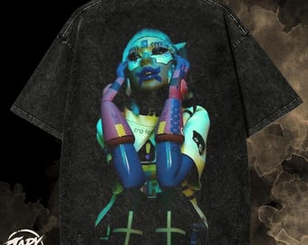 Marathon Game Graphic OverSized T Shirt - Vintage Washed Gamer Tee.