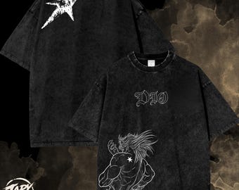 Dio Brando Jojo Vintage Acid Wash T Shirt:  JJBA Graphic OverSized Tee . Y2K , Japanese StreetWear