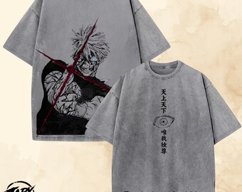 Anime  Vintage Acid Washed OverSized T Shirt - Sorecrer Graphic Tee , Anime Gift For Him , Culling .