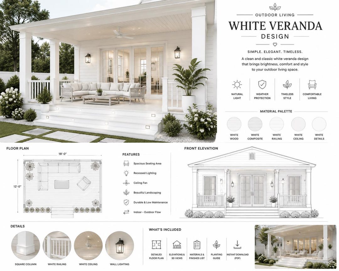 Modern Veranda Design Plans PDF, Outdoor Living Space Ideas, Patio ...