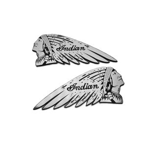 2 x INDIAN Emblem Klistermärken Par Logotyp Badge Ersättning Badge Symbol Taggplatta Tygmärke 3D