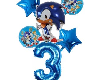 sonic saga birthday foil balloons set of 6/11,kids gaming party decor gifts hedgehog sonic birthday balloon.